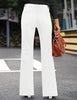 Cream White Women's Flare Denim High Rise Jeans Stretch Wide Legs.