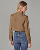 Almond Brown Women's Basic Long Sleeves Fitted Denim Cropped Jacket
