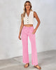 Gossamer Pink Women's Straight Leg Pull On Denim Pant High Waisted Stretch