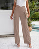 Taupe Gray Women's Stretch Business Casual High Waisted Work Office Wide Leg Trouser Pants