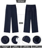Navy Blue Women's Casual High Waist Pocket Polyester Relaxed Fit Wide Leg Pants