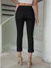 Always Black Women's High Waisted Elastic Slight Stretch Denim Pull On Cuffed Hem Capri Jeans Denim Pants