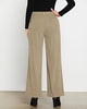 Khaki Women's Casual Full-Length High Waist Relaxed Fit Wide Leg Front Zip Elastic Waist Back Pocket Pants Button Matching Non-Stretch