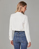 Ivory White Women's Basic Long Sleeves Fitted Denim Cropped Jacket