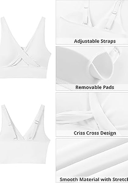 High Stretch Crisscross V Neck Bikini Tops for Women Comfortable Swimsuit Quick Dry Bathing Suit