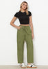 Olive Green Women's Relaxed Fit Drawstring Regular Full Length Hiking Casual Baggy Pant
