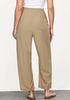 Almond Women's Casual High Waisted Lightweight Lounge Barrel Cropped Pants Soft Smocked Comfort Wear