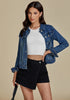 Women's Basic Long Sleeves Button Down Fitted Denim Jean Jackets