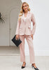 Peach Blush Women's Blazer Set Business Casual Full Fit Blazer Jackets and Straight Pant Suits with Pockets