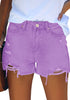 Digital Lavender Women's High Waisted Frayed Raw Hem Denim Hot Short Summer Jean Shorts