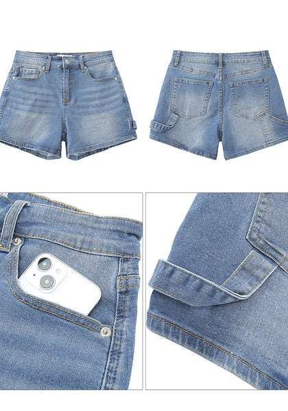 Lakeside Blue Women's High Waisted Distressed Denim Jeans Stretchy Summer Casual Shorts