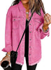 Magenta Pink Button-Up Oversized Women's Denim Shacket