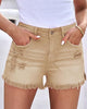 Women's Mid Rise Frayed Ripped Raw Hem Denim Jean Shorts