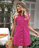 Hot Pink Denim Dress for Women Sleeveless Babydoll Button Down Short Jean Dresses Cute Summer