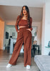 Sequoia Brown Women's High Waisted Wide Leg Business Work Pants