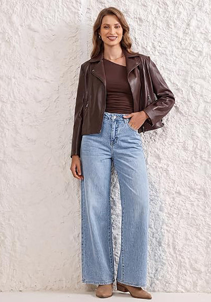GRAPENT Women's High Waisted Wide Leg Baggy Jeans | Stretchy Denim, Adjustable Cinched Waist, 30" Inseam, 90S Baggy Style, Country Concert & Casual Work Wear