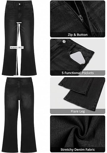 GRAPENT Women's Trendy High Rise Flare Jeans | Stretchy Denim, Wide Leg, 30.5" Inseam, 90s Retro, Business Casual & Everyday Wear