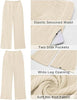 Cream  Women's Ankle-Length High-Waist Pants Relaxed Fit Wide-Leg Pull-On Side Pocket