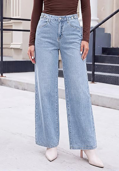 GRAPENT Women's High Waisted Wide Leg Baggy Jeans | Stretchy Denim, Adjustable Cinched Waist, 30" Inseam, 90S Baggy Style, Country Concert & Casual Work Wear