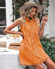 Vibrant Orange Denim Dress for Women Sleeveless Babydoll Button Down Short Jean Dresses Cute Summer