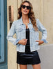 Roadnight Blue Acid Washed Women's Denim Frayed Hem Button Up Distressed Jackets
