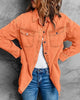 Orange Button-Up Oversized Women's Denim Shacket