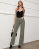 Olive Green Women's Straight Leg Pull On Denim Pant High Waisted Stretch