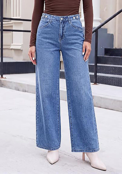GRAPENT Women's High Waisted Wide Leg Baggy Jeans | Stretchy Denim, Adjustable Cinched Waist, 30" Inseam, 90S Baggy Style, Country Concert & Casual Work Wear