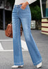 Women's Flare Denim High Rise Jeans Stretch Wide Legs.