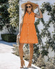 Vibrant Orange Denim Dress for Women Sleeveless Babydoll Button Down Short Jean Dresses Cute Summer