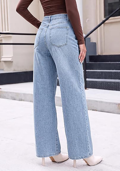 GRAPENT Women's High Waisted Wide Leg Baggy Jeans | Stretchy Denim, Adjustable Cinched Waist, 30" Inseam, 90S Baggy Style, Country Concert & Casual Work Wear