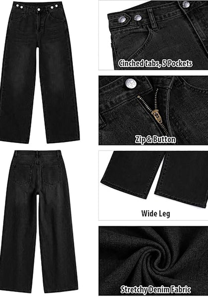 GRAPENT Women's High Waisted Wide Leg Baggy Jeans | Stretchy Denim, Adjustable Cinched Waist, 30" Inseam, 90S Baggy Style, Country Concert & Casual Work Wear