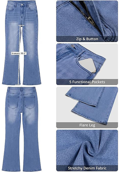 GRAPENT Women's Trendy High Rise Flare Jeans | Stretchy Denim, Wide Leg, 30.5" Inseam, 90s Retro, Business Casual & Everyday Wear