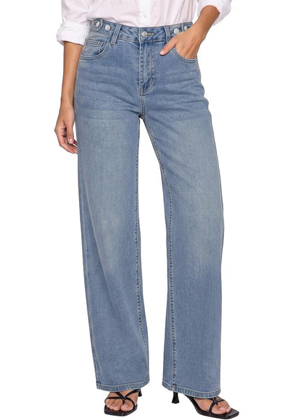 GRAPENT Women's High Rise Wide Leg Jeans | Stretchy Denim, Adjustable Cinch Waist, 30" Inseam, 90s Baggy Straight, Everyday Dressy Casual