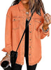 Orange Button-Up Oversized Women's Denim Shacket