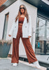 Sequoia Brown Women's High Waisted Wide Leg Business Work Pants