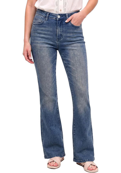 GRAPENT Women's Trendy High Rise Flare Jeans | Stretchy Denim, Wide Leg, 30.5" Inseam, 90s Retro, Business Casual & Everyday Wear