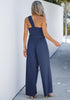 Dark Blue Comfy Sleeveless Belted Jumpsuits & Long Rompers for Women