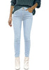 Powder Blue Women's Denim High Waisted Skinny Stretch Fleece-Lined Thermal Leggings