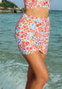 Blossom Tulip Hem High Waist Ruched Swim Skirt
