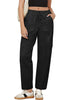 Black Women's Relaxed Fit Drawstring Regular Full Length Hiking Casual Baggy Pant