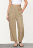 Almond Women's Casual High Waisted Lightweight Lounge Barrel Cropped Pants Soft Smocked Comfort Wear