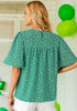Green Floral Women's Casual Floral Print Short Sleeve Flowy Babydoll Tops