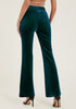 Dark Green Women Elastic Waist High Waisted Flare Seam Slack Pant