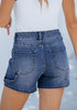 Nightfall Blue Women's High Waisted Distressed Denim Jeans Stretchy Summer Casual Shorts