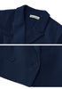 Navy Blue Women's Cropped Business Casual Blazers Lapel Work Office Jackets