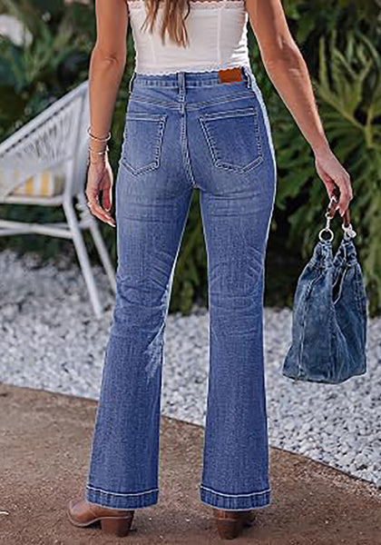 Storm Cloud Blue Women's Trendy Mid Rise Bootcut Jeans — Stretchy Western Denim Pants with 90s Vintage Flare & 30.5" Inseam