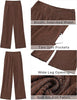 Brown  Women's Ankle-Length High-Waist Pants Relaxed Fit Wide-Leg Pull-On Side Pocket