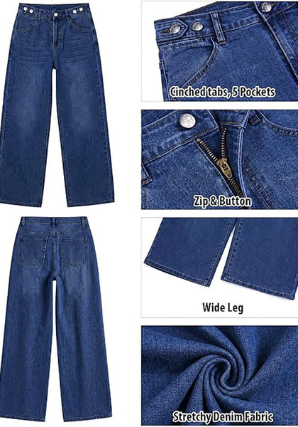 GRAPENT Women's High Waisted Wide Leg Baggy Jeans | Stretchy Denim, Adjustable Cinched Waist, 30" Inseam, 90S Baggy Style, Country Concert & Casual Work Wear