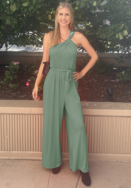 Sage Comfy Sleeveless Belted Jumpsuits & Long Rompers for Women